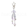 Flower Glass & Plastic Pearl & Alloy Pendant Decorations HJEW-JM03435-1