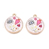 Printed Rack Plating Alloy Enamel Pendants ENAM-T020-02E-1