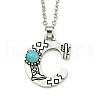 Letter A~Z Antique Silver Plated Alloy with Synthetic Turquoise Pendant Necklaces NJEW-G080-01C-1