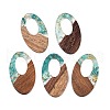 Transparent Resin and Walnut Wood Pendants RESI-T057-02I-1