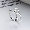 Teardrop & Hollow Out Heart 925 Sterling Silver with Clear Cubic Zirconia Adjustable Cuff Rings for Women FS-WG374A3-01-1