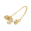 Brass Pave Clear Cubic Zirconia European Safety Chains with Charms KK-L236-16E-G-2