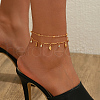 Tropical Iron Crystal Rhinestone Leaf Tassel Double Layer Anklets for Women's Beach Party GF3262-4