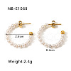 C-Shaped 304 Stainless Steel Plastic Imitation Pearl Stud Earrings FS-WG0BD3D-02-1