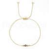 Simple Casual Brass & Natural Smoky Quartz Beads Braided Bracelets LM1536-4-1