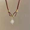 Zinc Alloy Crystal Rhinestone Sun Pendant PU Leather Cord Double Layer Necklaces for Women FS-WGD520A-02-1