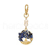 Natural Lapis Lazuli Chips Beads & Alloy Tree of Life Pendant Decorations HJEW-JM03129-02-2