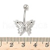 Brass Pave Clear Cubic Zirconia Curved Barbell Butterfly Belly Rings AJEW-L099-01A-P-3