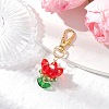 7Pcs 7 Colors Flower Glass Pendants Decorations HJEW-MZ00247-3