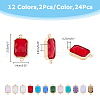 FIBLOOM 24Pcs 12 Colors Alloy Faceted Glass Connector Charms FIND-FI0001-08A-2