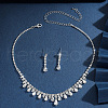 Teardrop Alloy Rhinestone Pendant Necklace & Stud Earring FS-WG7372C-03-1