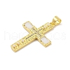 Rack Plating Brass Clear Cubic Zirconia ABS Pearl Enamel Pendants KK-S380-09G-2