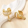 Brass Micro Pave Clear Cubic Zirconia Cuff Earrings EJEW-K309-09G-3