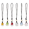 Paw Print Shell Pearl & Natural & Dyed Malaysia Jade Pendant Decorations HJEW-JM02355-1