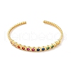 Colorful Cubic Zirconia Flat Round Open Cuff Bangle BJEW-M231-06G-2