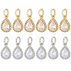BENECREAT 12Pcs 2 Colors Rack Plating Brass Micro Pave Clear Cubic Zirconia Charms KK-BC0013-62-1