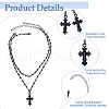 FIBLOOM 3 Set 3 Style Moon & Cross & Star Pendant Necklaces Set NJEW-FI0001-14-4
