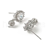 Oval Brass Micro Pave Clear Cubic Zirconia Stud Earring Findings KK-C107-07P-2
