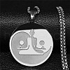 304 Stainless Steel Flat Round Buddhist Meditation Yoga Pendant Necklaces NJEW-K283-33P-1