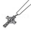 304 Stainless Steel Eucharist Holy Communion Cross Pendant Box Chain Necklaces NJEW-M010-04P-1
