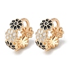 Daisy Brass Enamel Hoop Earrings for Women EJEW-G434-01G-01-4