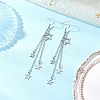 304 Stainless Steel Star & Moon Tassel Dangle Earrings for Women EJEW-JE06399-4