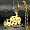 304 Stainless Steel Hollow Cut Cowboy Hat Pendant Necklaces NJEW-H065-30G-1