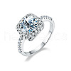 Rhodium Plated 925 Sterling Silver Pave 6.5x3.9mm Moissanite Finger Rings for Women WGE3211-01-3