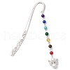 Chakra Natural Tiger Eye & Malaysia Jade & Synthetic Citrine & Turquoise Beaded & Shell Pearls Angel Pendant Bookmark AJEW-JK00346-2
