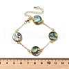 Brass Abalone Shell Link Bracelets BJEW-D315-01G-6