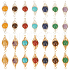HOBBIESAY 28Pcs 14 Styles Mixed Gemstone Copper Wire Wrapped Connector Charms FIND-HY0003-94-1