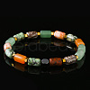 Column Natural African Turquoise(Jasper) & Red Aventurine & Flower Amazonite & Lava Rock Beads Stretch Bracelets for Men Women WC4994-3