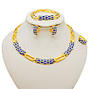 Snakeskin Pattern Alloy Rhinestone Enamel Pendant Necklaces & Ear Clip & Ring & Link Bracelets Sets FS-WG652F0-02-1