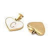 304 Stainless Steel Pave Natural White Shell Heart with Initial Slice Pendants STAS-R168-25G-C-2