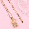 Lock & Key Brass Micro Pave Cubic Zirconia Pendant Neckalces NJEW-C076-16G-1