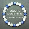 Round Natural Blue Spot Jasper & Synthetic Howlite & Glass Beads Stretch Bracelets for Girl Women FS-WGE0C43-11-1