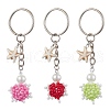 3Pcs 3 Colors Tortoise Glass Seed Beads Pendant Keychain HJEW-MZ00105-1