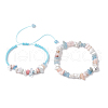 2Pcs Natural Gemstone Stretch Bracelet Sets for Women BJEW-JB10992-1