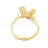 Flower Brass Micro Pave Cubic Zirconia Cuff Ring Components KK-K297-23G-3