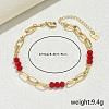 Simple Fashion Rondelle Glass & Iron Paperclip Chain Anklets for Women UC1823-1-9