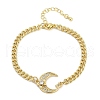 Brass Micro Pave Clear Cubic Zirconia Charm Bracelets BJEW-M050-01G-02-4