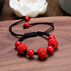 Round Adjustable Cinnabar Braided Bead Bracelets WG3AA70-11-1