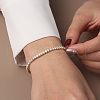 925 Sterling Silver Pave Cubic Zirconia Sqaure Link Chain Bracelets BJEW-A037-10G-3
