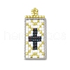 Handmade Glass Seed Beaded Rectangle with Cross Pendants PALLOY-MZ00616-01-1