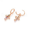 Cross Brass Micro Pave Cubic Zirconia Dangle Leverback Earrings EJEW-N058-17B-G-3