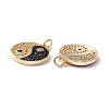 Rack Plating Brass Micro Pave Clear & Black Cubic Zirconia Pendants KK-B050-01G-2