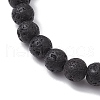 6mm Round Natural Lava Rock Beaded Stretch Bracelets BJEW-JB10669-4