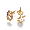 Brass Cubic Zirconia Stud Earrings EJEW-O092-06G-2
