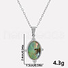304 Stainless Steel Pave Natural Paua Shell Geometric Oval Pendant Necklaces AX5214-1-1