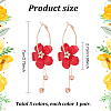 ANATTASOUL 5 Pairs 5 Colors Acrylic Flower Dangle Hoop Earrings with Rhinestone Tassel EJEW-AN0003-70-7